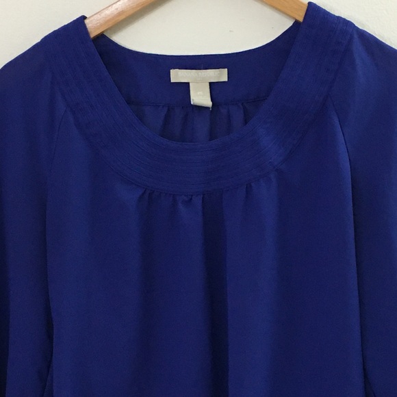 BANANA REPUBLIC Bright Cobalt Blue Purple Scoop Neck Petite Small Blouse Top - Picture 2 of 6